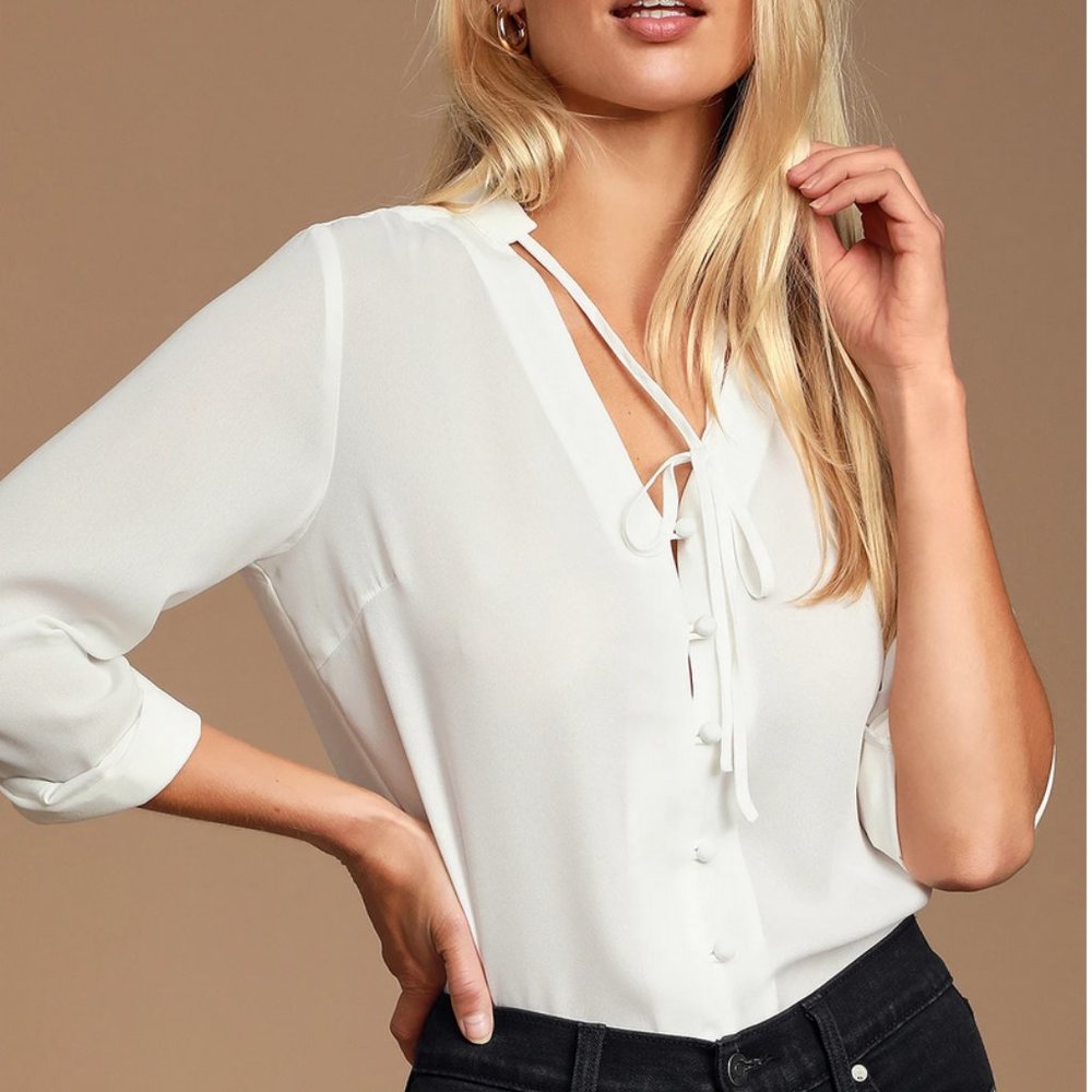 Style Education White Blouse - Womens - Size S